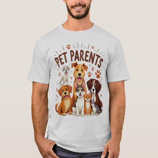 T-shirt Les parents d'animaux de compagnie : Illustration  (Devant)
