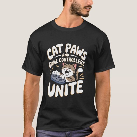 T-shirt Les pattes de chat et les contrôleurs de jeu uniss (Devant)