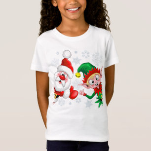 T-Shirt Les personnages de Noël de père Noël et Elf