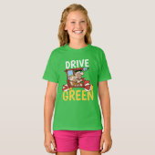 T-shirt Les Pierrafeu | Fred & Barney - Drive Green (Devant entier)