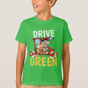 T-shirt Les Pierrafeu   Fred & Barney - Drive Green