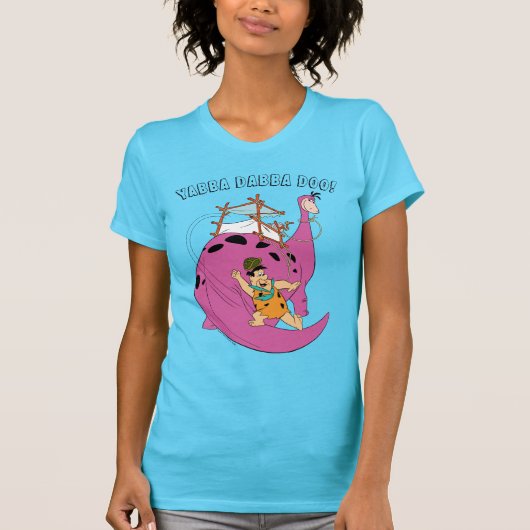 T-shirt Les Pierrafeu | Fred Sliding Down Tail (Devant)