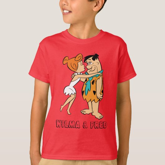 T-shirt Les Pierrafeu | Wilma Kissing Fred (Devant)