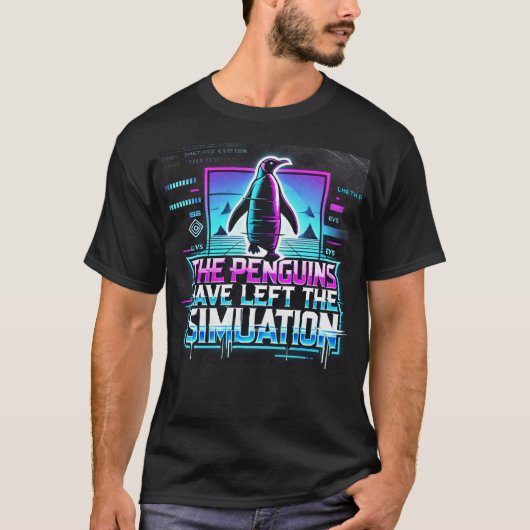 T-shirt Les pingouins ont quitté la simulation - Cyberpunk (Devant)