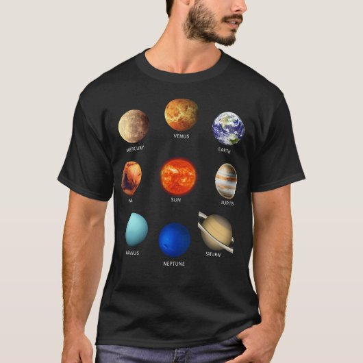 T-shirt Les planètes de notre système solaire (Devant)