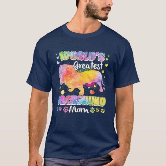 T-shirt Les Plus Grandes Couleurs Dachshund Du Monde Pour (Devant)