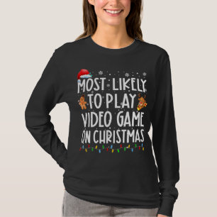 T-shirt Les Plus Probables À Jouer Jeu Vidéo Sur Noël Père