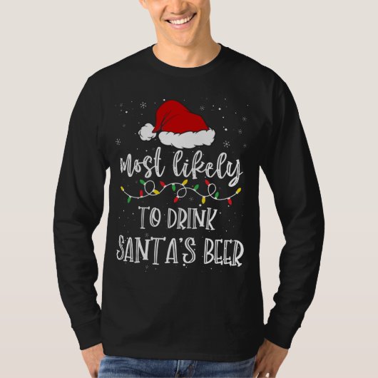 T-shirt Les Plus Probables De Boire Père Noël Bière Santa (Devant)