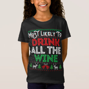 T-Shirt Les Plus Susceptibles De Boire Tout Le Vin Drôle M
