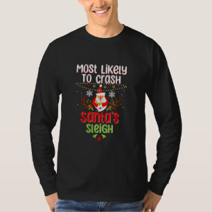 T-shirt Les Plus Susceptibles De Crash Père Noël Sleigh 