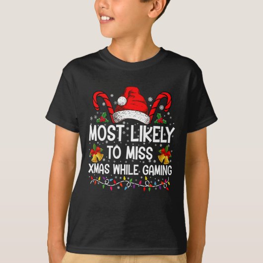 T-shirt Les Plus Susceptibles De Manquer Noël En Jouant À  (Devant)