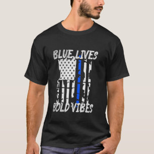 T-shirt Les policiers honorent la ligne Respect Blue Flag