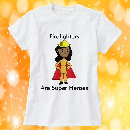 T-shirt Les pompiers sont de super héros Black Femme