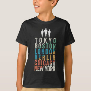 T-shirt Les principales villes du marathon mondial
