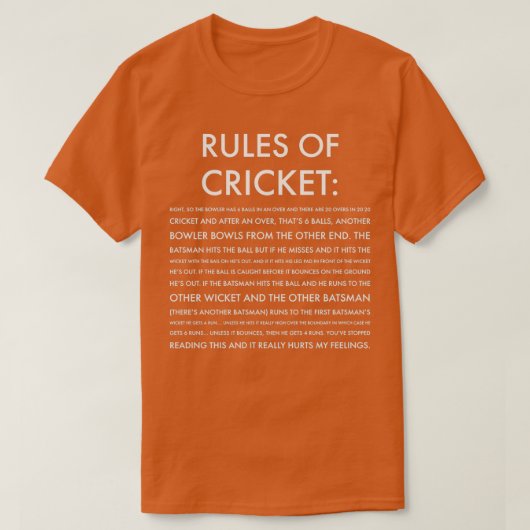 T-shirt Les règles du cricket amusantes (Design devant)