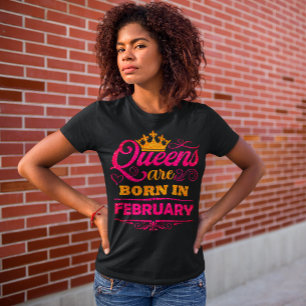 T-shirt Les Reines Naissent En Février Faux Glitter Annive