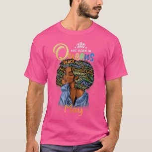 T-shirt Les Reines Sont Nées En Mai Black Girl Taurus Gemi