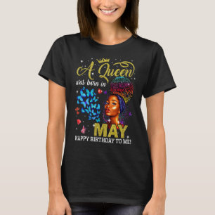 T-shirt Les Reines Sont Nées En Mai Fille Noire Anniversai