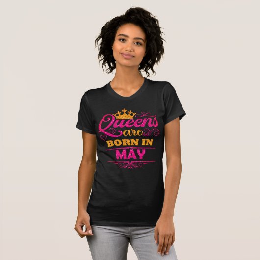 T-shirt Les reines sont nées en mai Parties scintillant Fa (Devant entier)