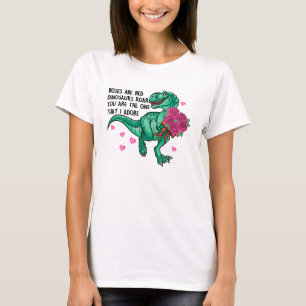 T-shirt Les roses sont Red Funny Dinosaur Saint Valentin