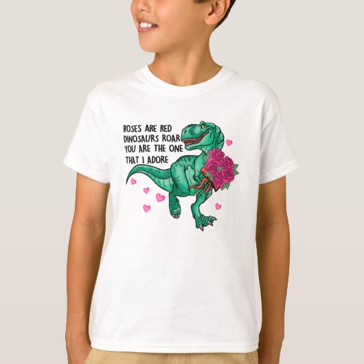 T-shirt Les roses sont Red Funny Dinosaur Saint Valentin (Devant)