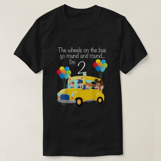 T-shirt Les Roues Sur Le Bus 2 Anniversaire 2 Ans Yel (Design devant)
