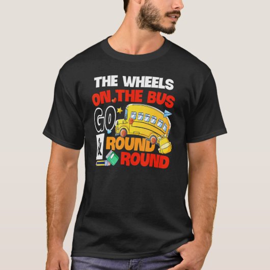 T-shirt Les Roues Sur Le Bus Circulent Autour Et Arrondi (Devant)