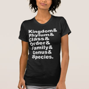 T-shirt Les sept catégories de la taxonomie biologique