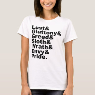 T-shirt Les sept péchés capitaux tels que popularisés par 