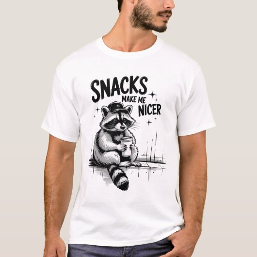 T-shirt Les Snacks Animal Raccoon Me Rendre Plus Agréable (Devant)