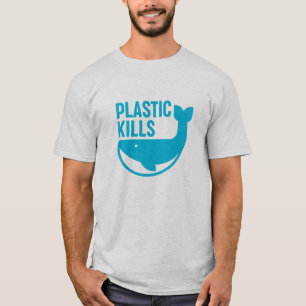 T-shirt Les tueries En Plastique Sauvent Les Baleines Bleu