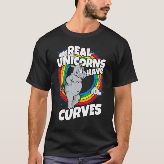 T-shirt Les Unicornes Réelles Ont Des Courbes Arc-En-Ciel (Devant)