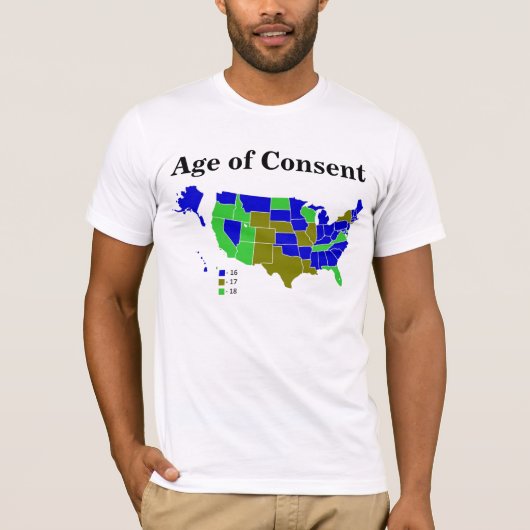 T-shirt LES USA - Âge de consentement la carte ! (Devant)