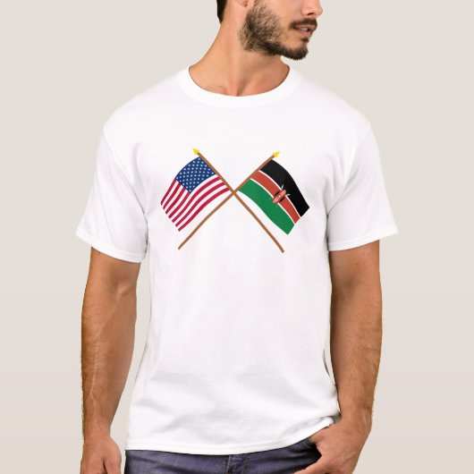 T-shirt Les USA et drapeaux croisés par Kenya (Devant)