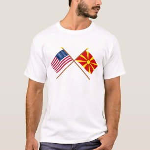 T-shirt Les USA et drapeaux croisés par Macédoine