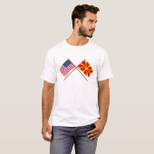 T-shirt Les USA et drapeaux croisés par Macédoine (Devant entier)