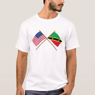 T-shirt Les USA et St Kitts et drapeaux croisés par Niévès