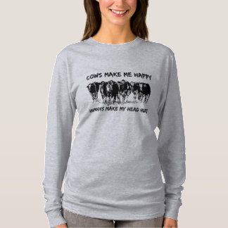 T-shirt Les vaches me rendent heureuse, les humains me fon