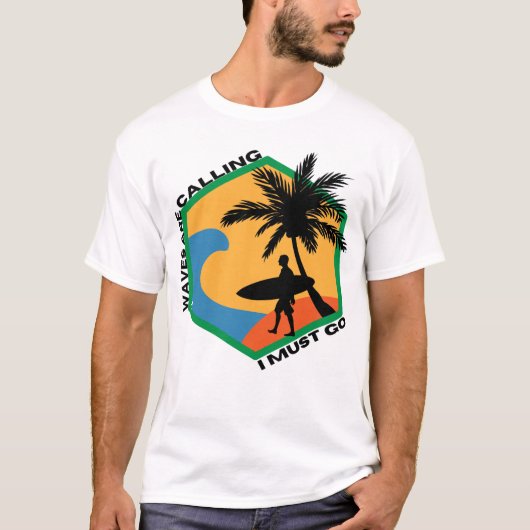 T-shirt Les vagues appellent je dois aller plage abstrait (Devant)