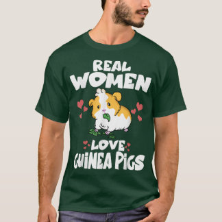 T-shirt Les vraies femmes adorent les cochons de Guinée mi