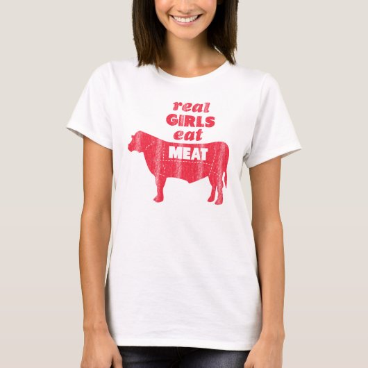 T-shirt Les vraies filles mangent de la viande (Devant)