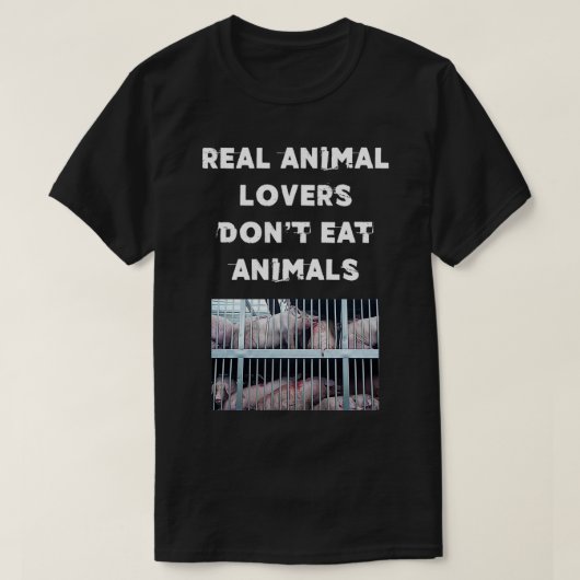 T-shirt Les vrais amoureux des animaux ne mangent pas d'an (Design devant)