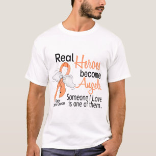 T-shirt Les vrais héros deviennent Cancer utérin d'anges