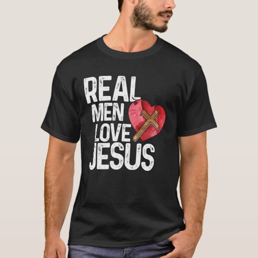T-shirt Les vrais hommes aiment Jésus (Devant)