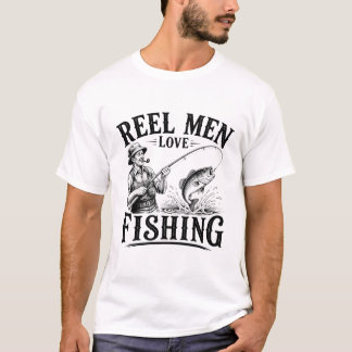 T-shirt Les vrais hommes aiment la pêche - Cadeau drôle po