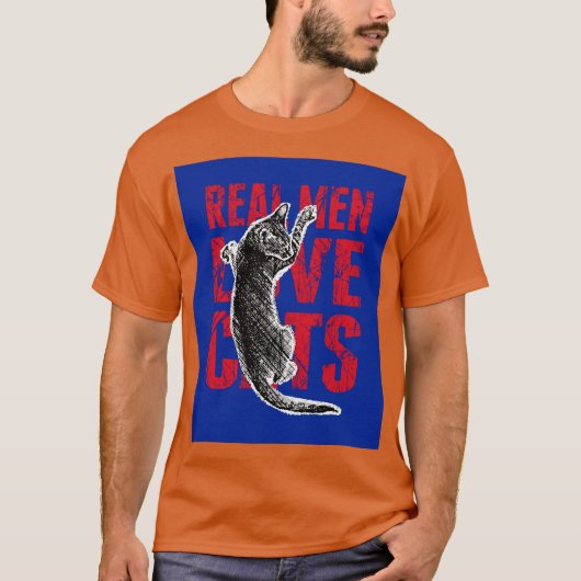 T-shirt Les vrais hommes aiment les chats (Devant)