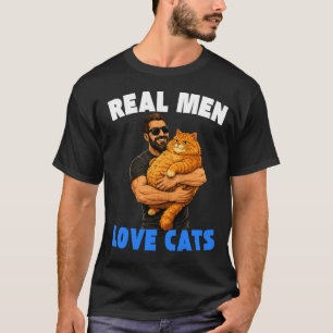 T-shirt Les vrais hommes aiment les chats, conception de c