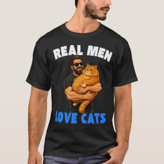 T-shirt Les vrais hommes aiment les chats, conception de c