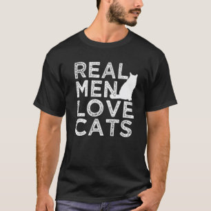 T-shirt Les vrais hommes aiment les chats Drôle les hommes