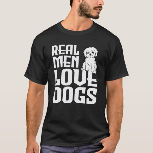 T-shirt Les vrais hommes aiment les chiens (Devant)